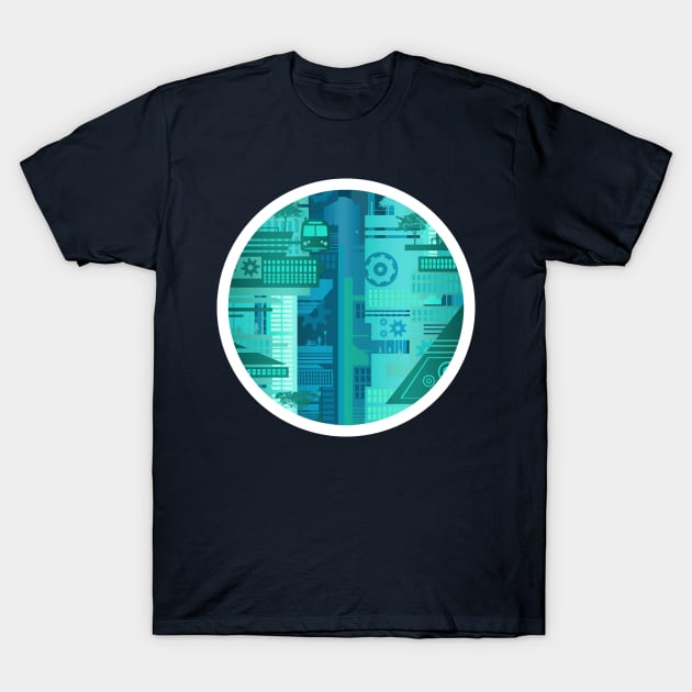 Futuristic Train Stop T-Shirt by Apgar Arts